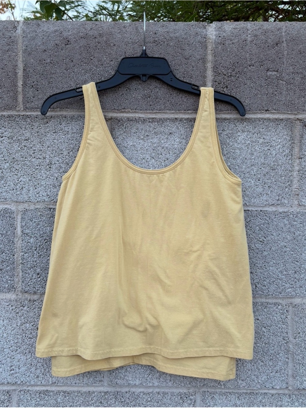 Pact Womens Large Layered Athletic Tank Top Shelf Bra Yellow Organic Cotton Yoga